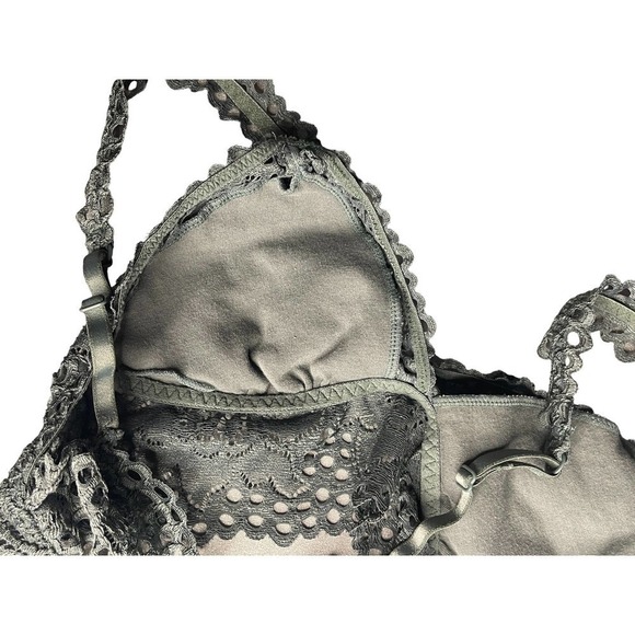 AERIE Womens Sage Green Lace Bralette Adjustable Straps Unlined Size Small - Picture 4 of 8